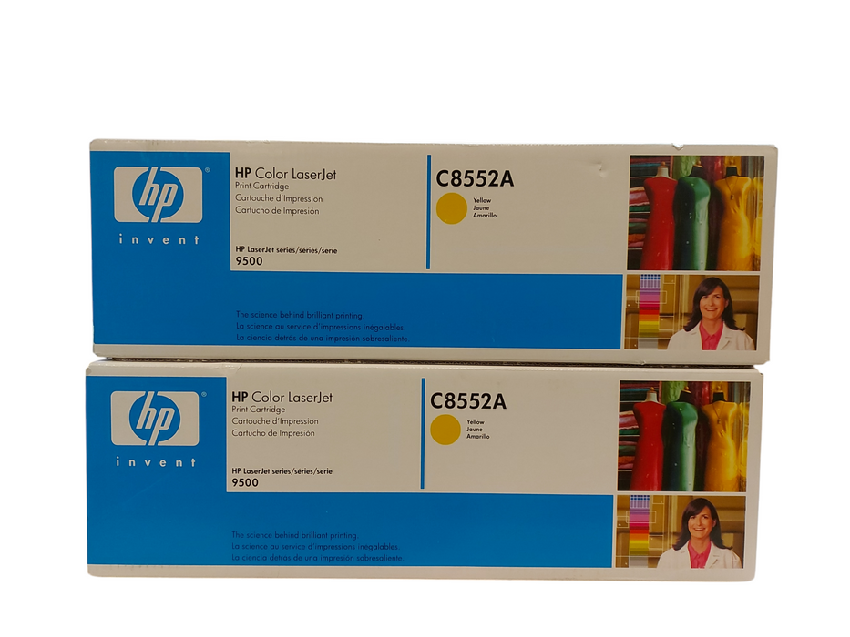 Lot 2x Original HP Yellow Color C8552A LaserJet 9500 Print Cartridge