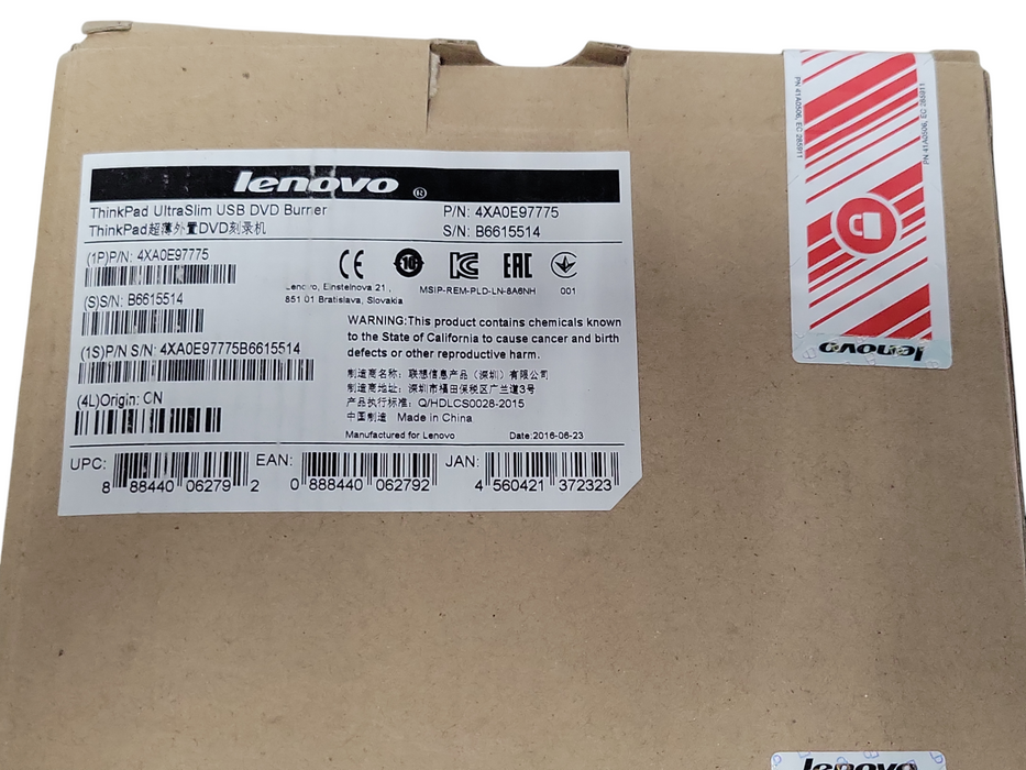 Lenovo ThinkPad 4XA0E97775 Ultra Slim Portable External DVD Burner USB  Q_