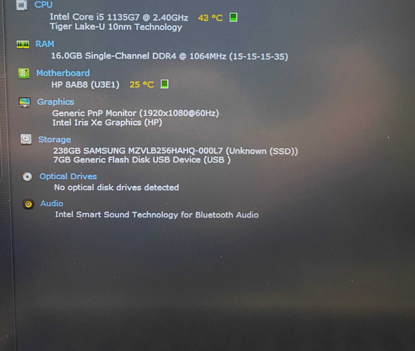 HP EliteBook 840 G8 Core i5-1135G7@2.40GHz 16GB RAM 256GB SSD Q Lap200