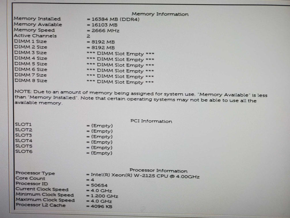 Dell Precision T5820 Xeon W-2125 16GB DDR4 950W PSU, NO HDD