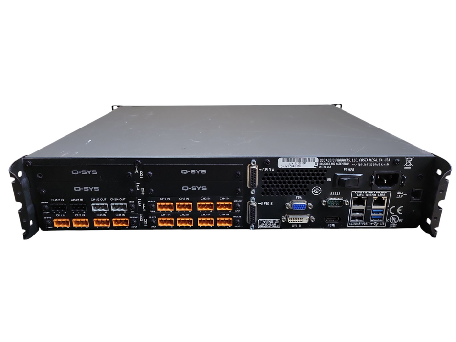 QSC Q-SYS Core 500i Integrated System Processor w/ 4 cards READ !