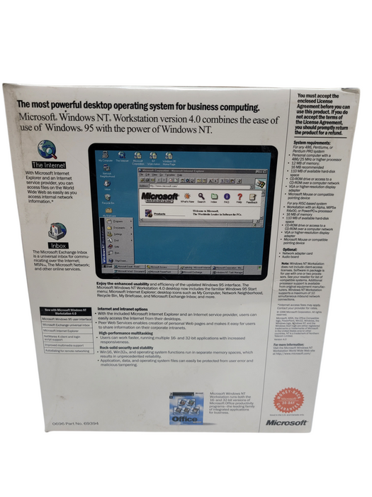 Microsoft Windows NT Workstation 4.0 CD Full Version Retail Box CD