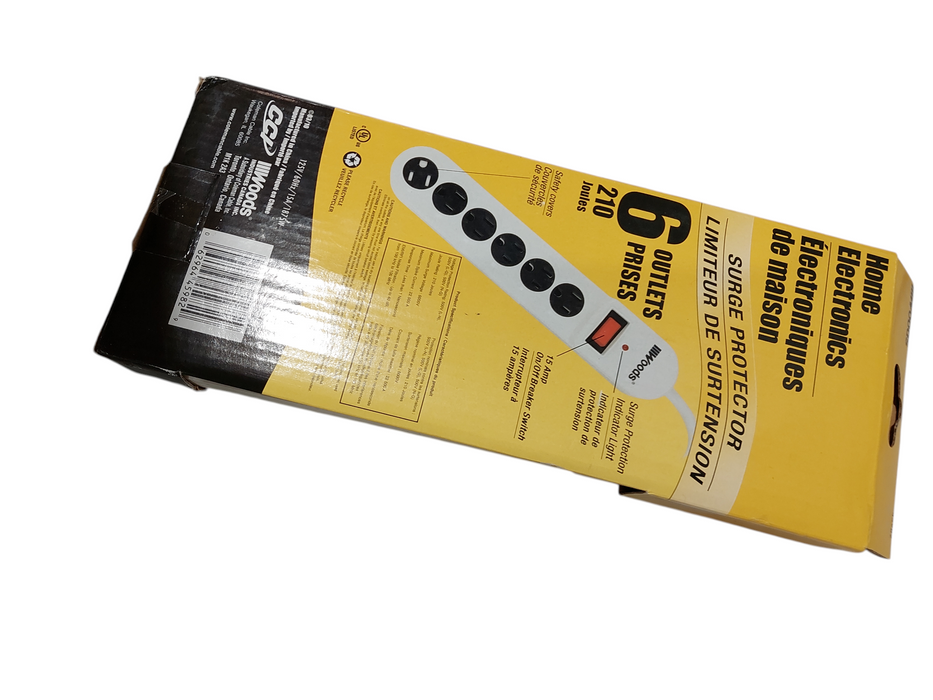 Woods Home Electronics 6Ft Power Surge Bar Protector 6 Outlets  =