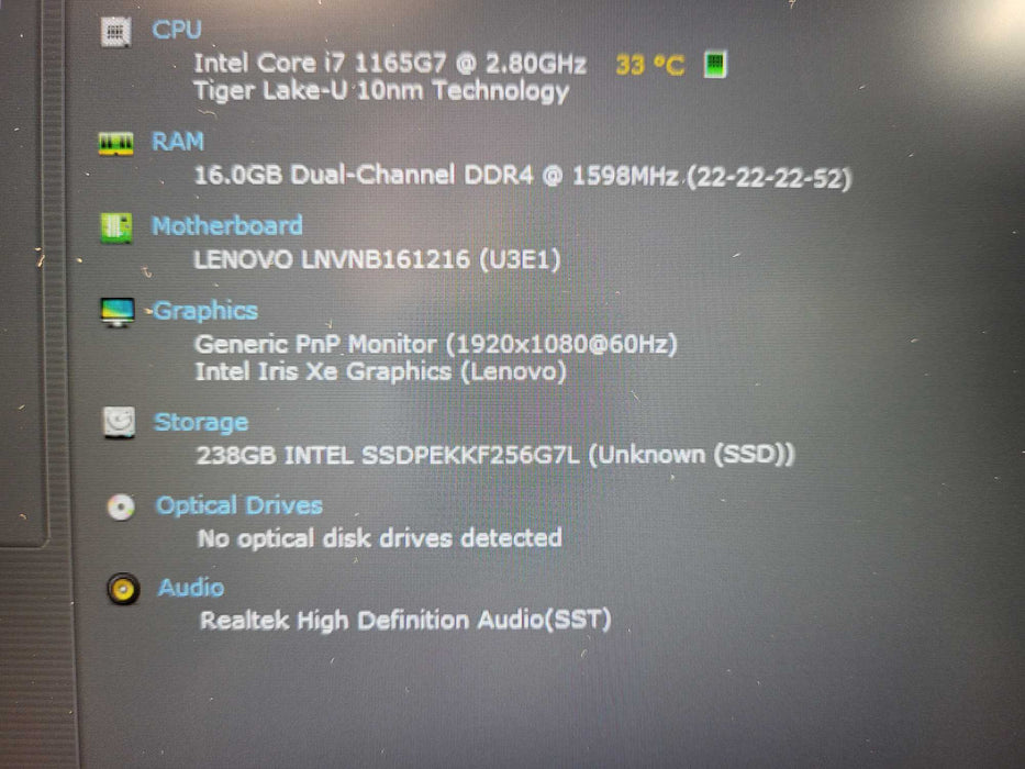Lenovo ThinkBook 15 G2 ITL Intel Core i7-1165G7 16GB RAM 256GB NVMe  Q$ Lap200