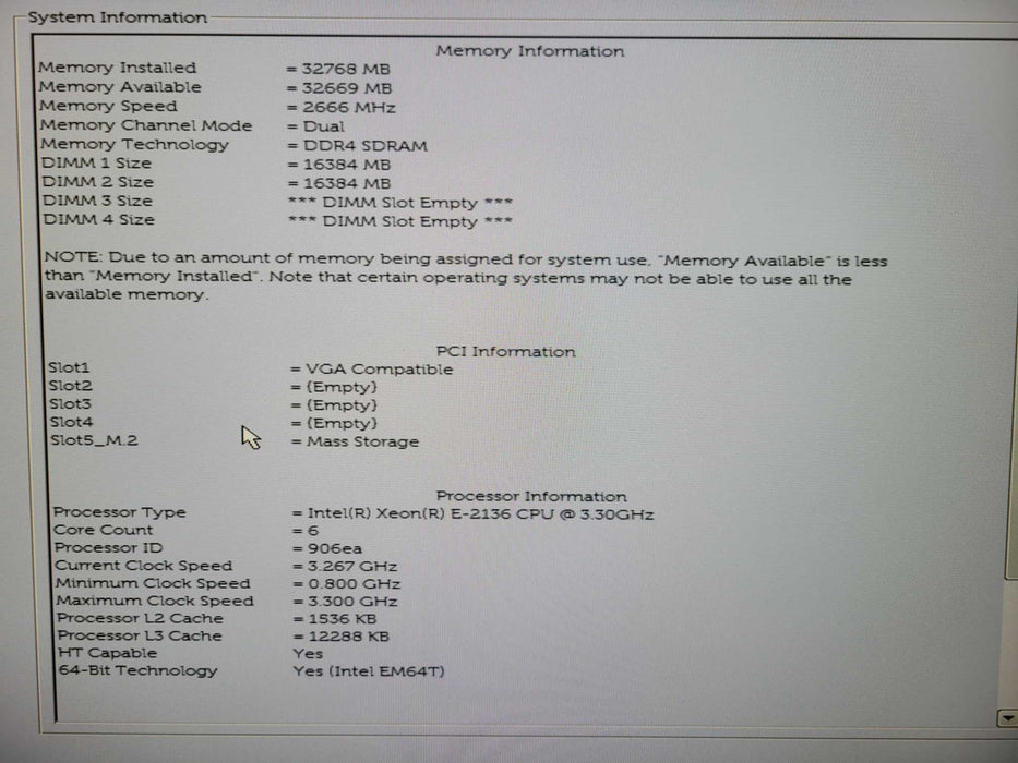 Dell Precision 3630 Xeon E-2136G 3.5GHz, 32GB DDR4, NO GPU !