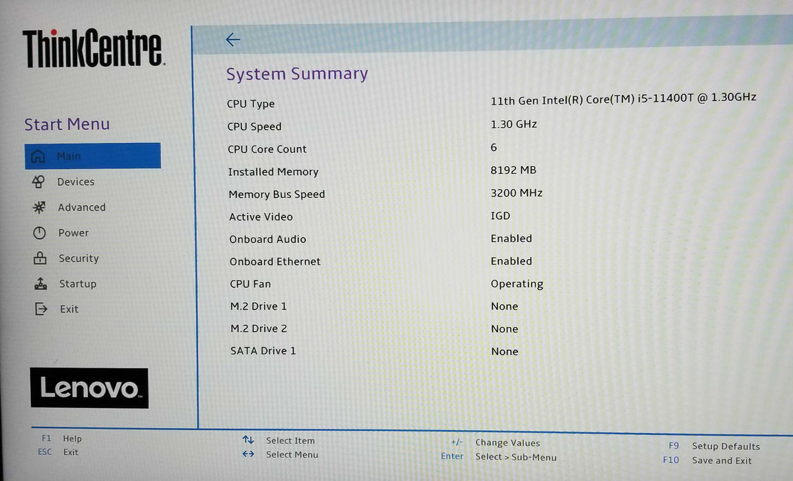 Lenovo M70q Gen 2 Micro Core i5-11400T 8GB RAM No HDD w/ AC