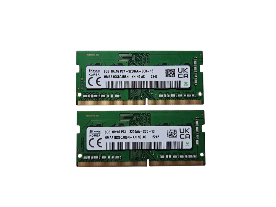 SK Hynix 16GB(2x 8GB) DDR4 1Rx16 PC4-3200AA Laptop Memory HMAA1GS6CJR6N-XN )