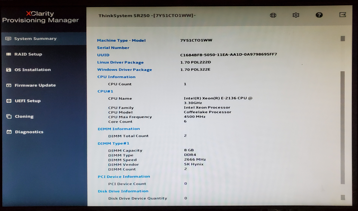 Lenovo ThinkSystem SR250 1x Xeon E-2136 8GB DDR4 - No HDD/RAID