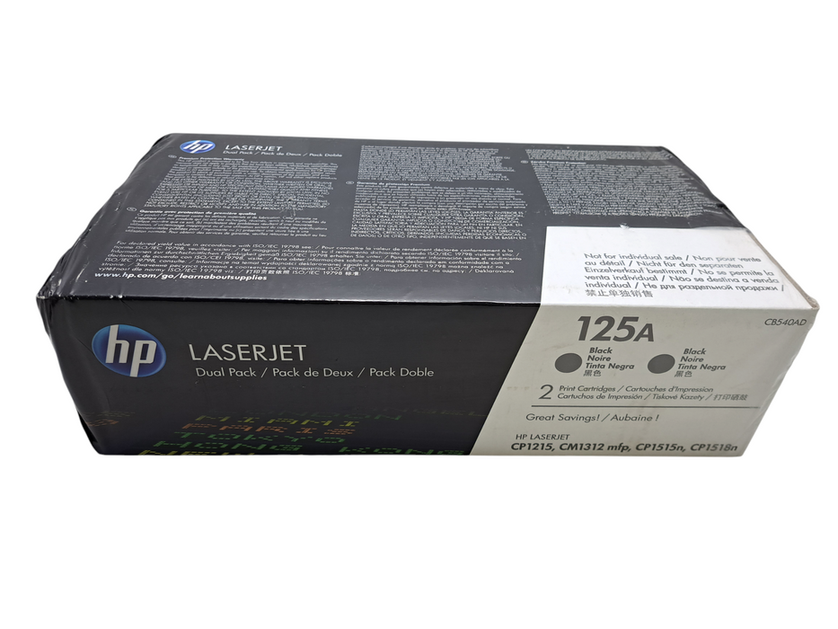 Genuine HP 125A Black Toner Cartridges Dual Pack CB540AD (Sealed) )