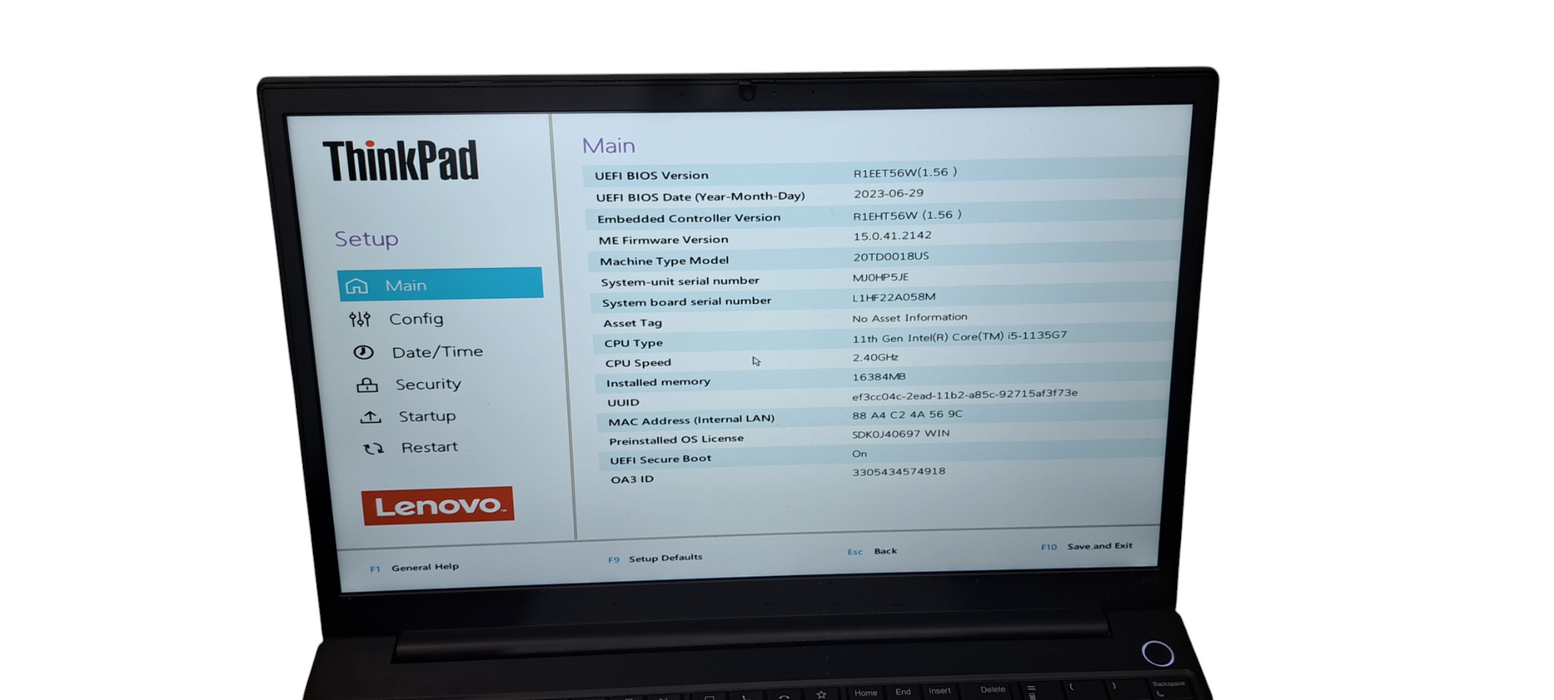 ThinkPad E15 i5-1135G7|16GB RAM|256GB NVMe|W/AC  Lap200