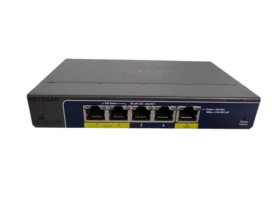 Netgear ProSAFE Plus Ethernet Switch GS105PE 5-Port Gigabit PoE !