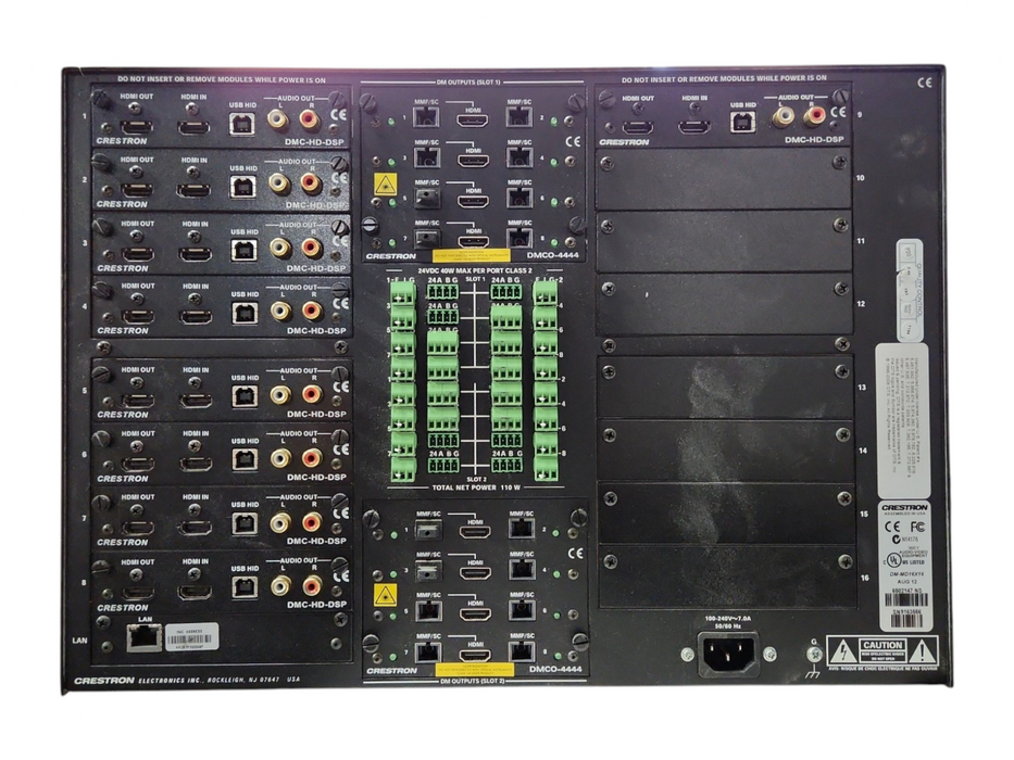 Crestron DM-MD16X16 HD Digital Media Switcher, 9x DMC-HD-DSP, 2x DMCO-4444