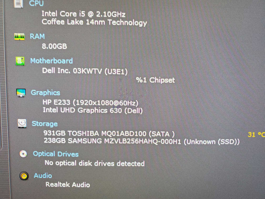 Dell OptiPlex 3060 Micro PC Core i5-8500T 8GB RAM 256GB SSD 1TB HDD WIFI