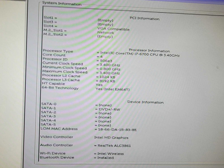 Dell XP5 i7-6700 CPU @ 3.40GHz| 16GB RAM DDR4 dual channel| PS2000 5GB