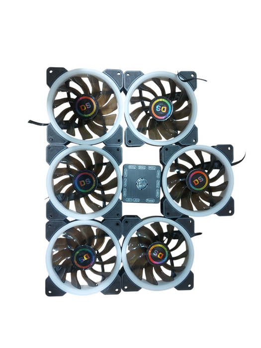 Lot 6x - DS Rainbow RGB LED 120MM Case Fans w/ sync controller