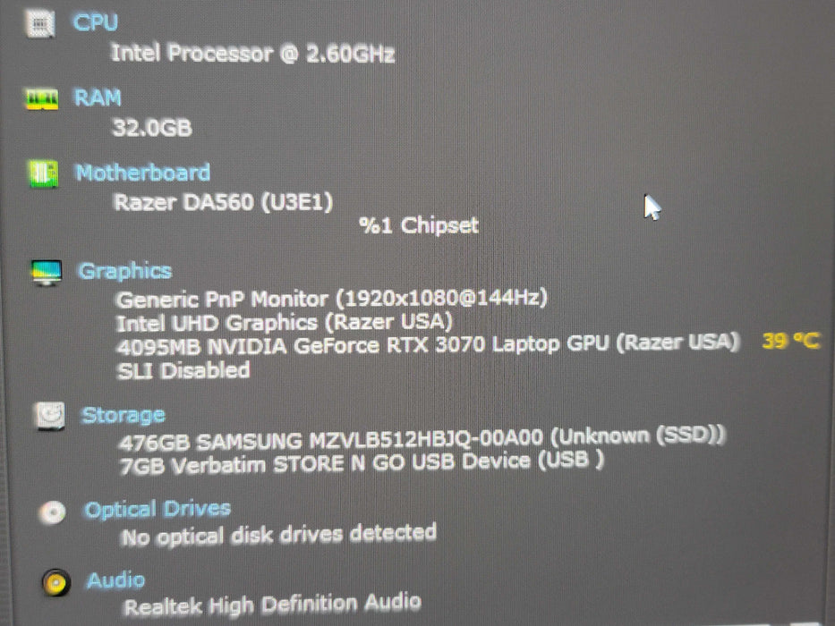 Razer Blade 15 i7-10750H 32GB DDR4 RTX 3070 512GB NVMe READ β Lap200