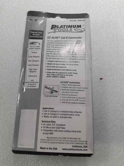 Platinum Tools 100010C EZ-RJ45 Cat6 Modular Plug Connector with 50 Clam She