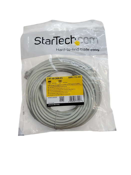 50ft / 15.2m CAT5E - Gray Snagless UTP Patch Cable %	 %