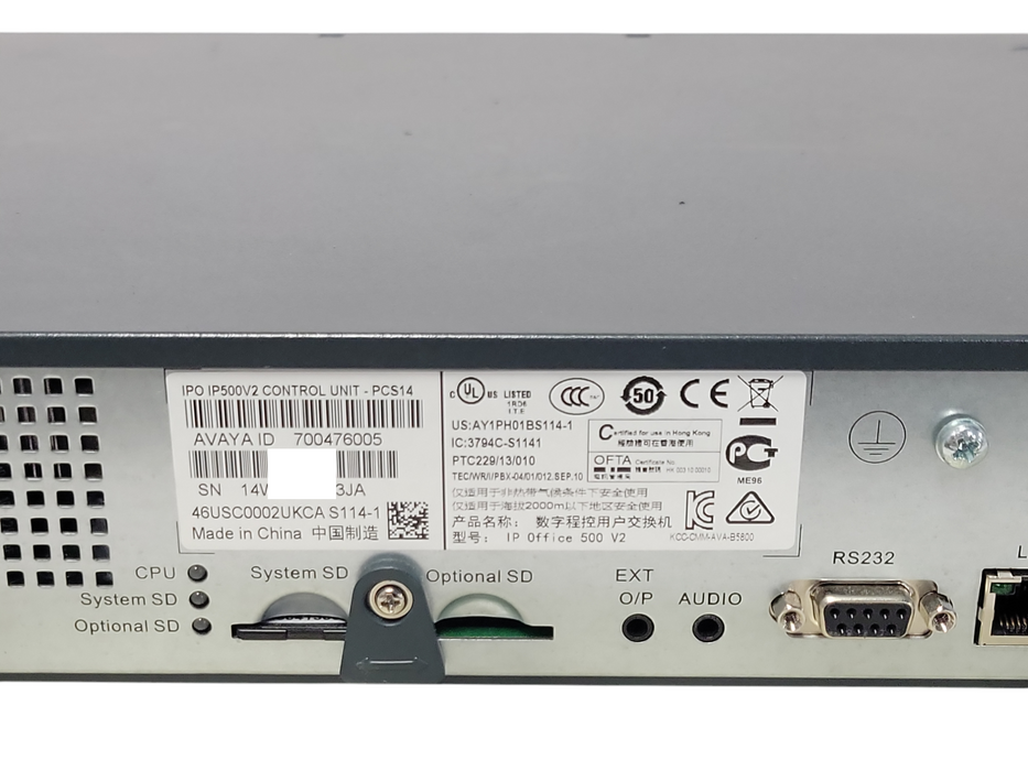 Avaya IP Office 500 V2 Control unit PCS14 700476005, READ _