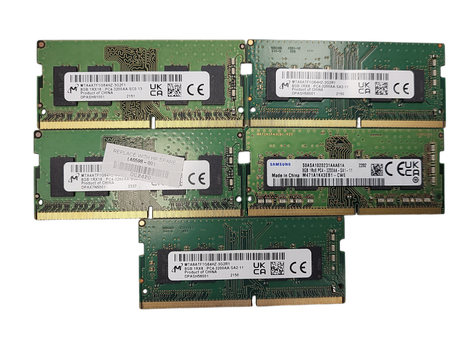 Lot of 5x Various brand 8GB PC4-3200AA SODIMM (Laptop RAMs) $