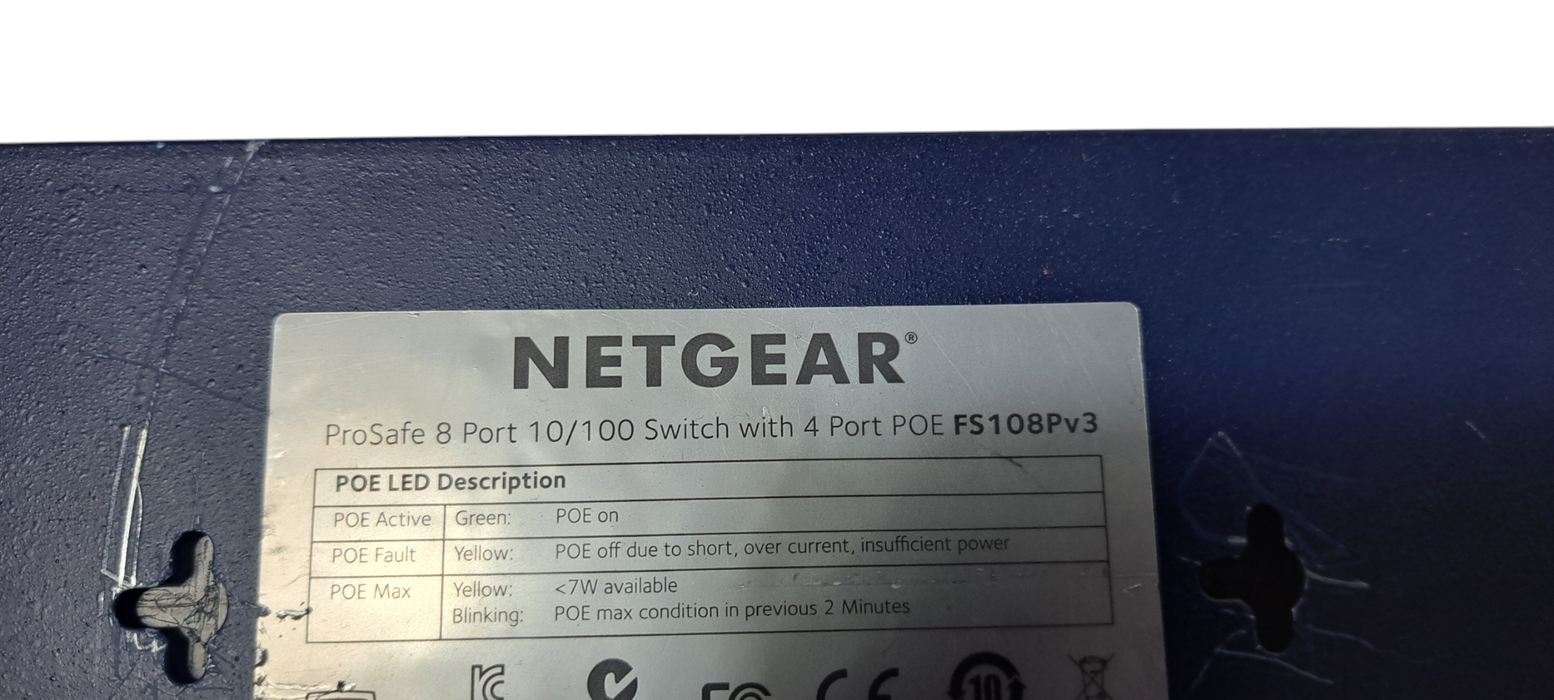 Netgear FS108Pv3 ProSAFE 8-Port 10/100 Mbps Fast Ethernet Switch with PoE