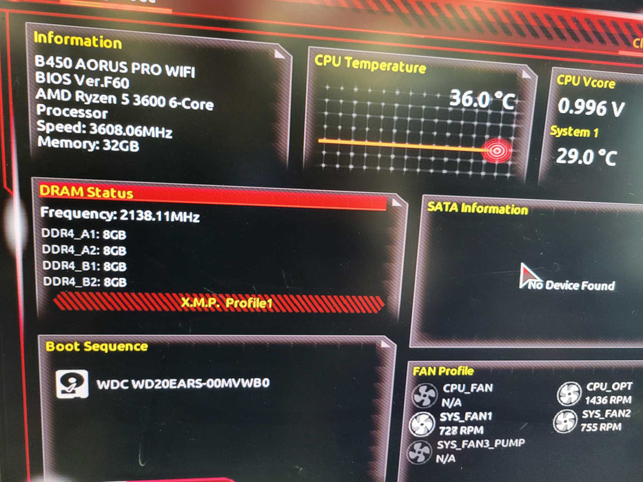 AMD Ryzen 5 3600 (6-Core) GIGABYTE B450 AORUS PRO WIFI 32GB DDR4 RAM %