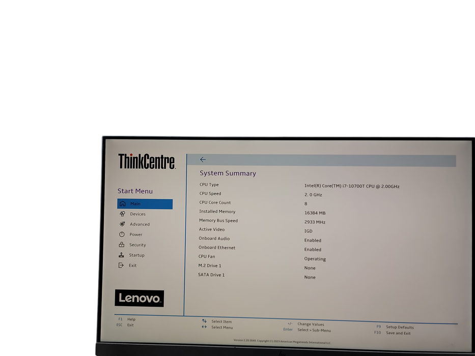 Lenovo ThinkCentre M80q Micro i7 - 10700T @ 2.00GHz 16GB DDR4 Ram NO HDD  θ