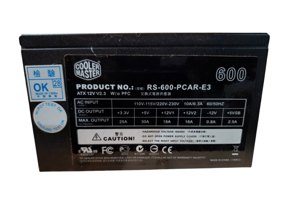 Cooler Master RS-600-PCAR-E3 600W ATX Desktop Power Supply