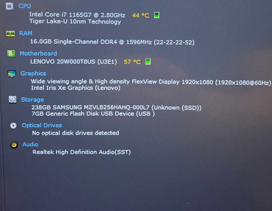 Lenovo ThinkPad T14 Gen 2 TOUCH Core i7-1165G7@2.80GHz 16GB RAM 256GB SSD  Lap200