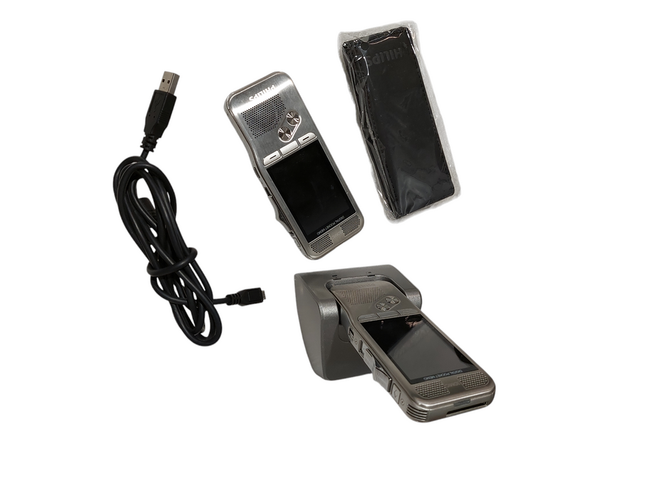 2-Phillips Digital Pocket Memo 3DMIC Digital Speech Recorders With Dock  =