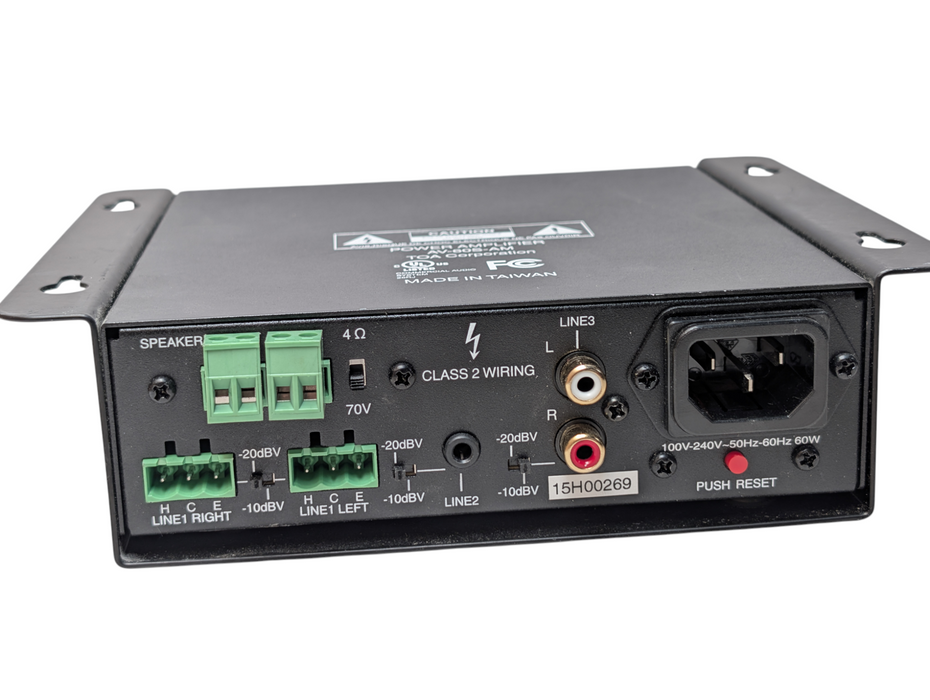 TOA PA Power Amplifier AV-60S-AM 60W 70V or 4 Ohms Compact Design.  Q-