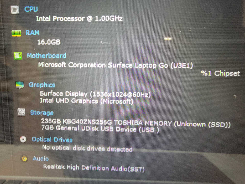 MS Surface Book 3 1943 12.3" | i5-1035G1 @1.0 GHz | 16GB RAM 256GB SSD - READ  Lap200