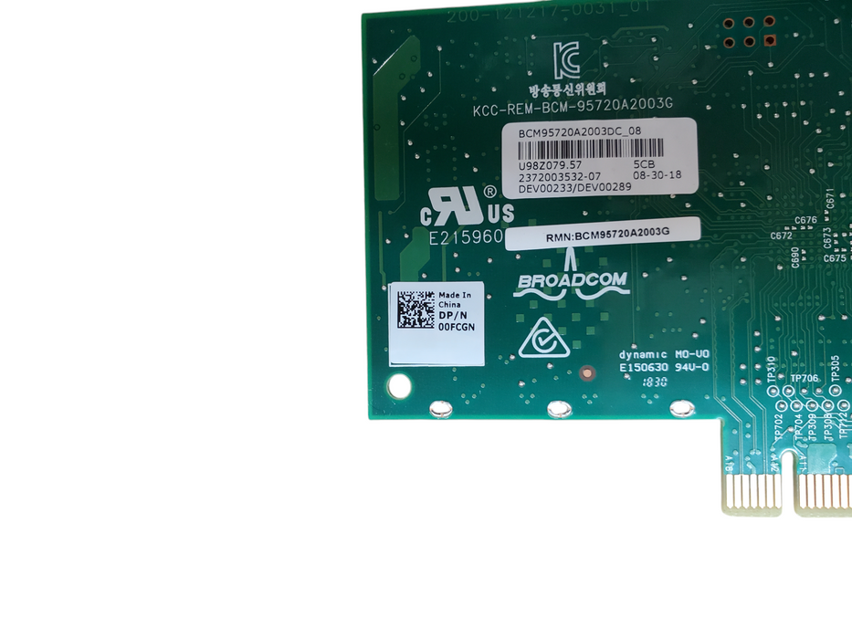 Dell Broadcom 00FCGN Dual Port Ethernet Card
