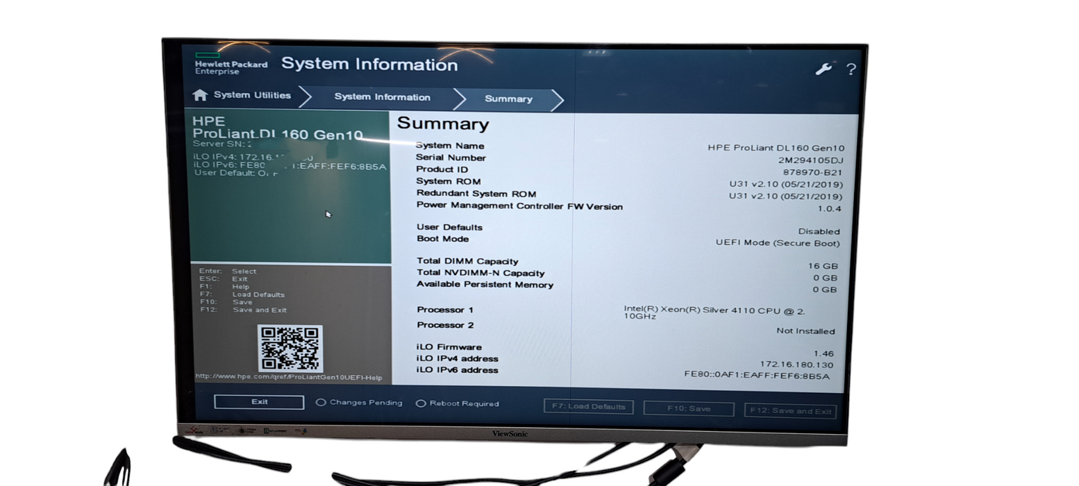 HP DL160 Gen10, 8x 2.5" Xeon Silver 4110, 16GB DDR4, S100i SR Gen 10