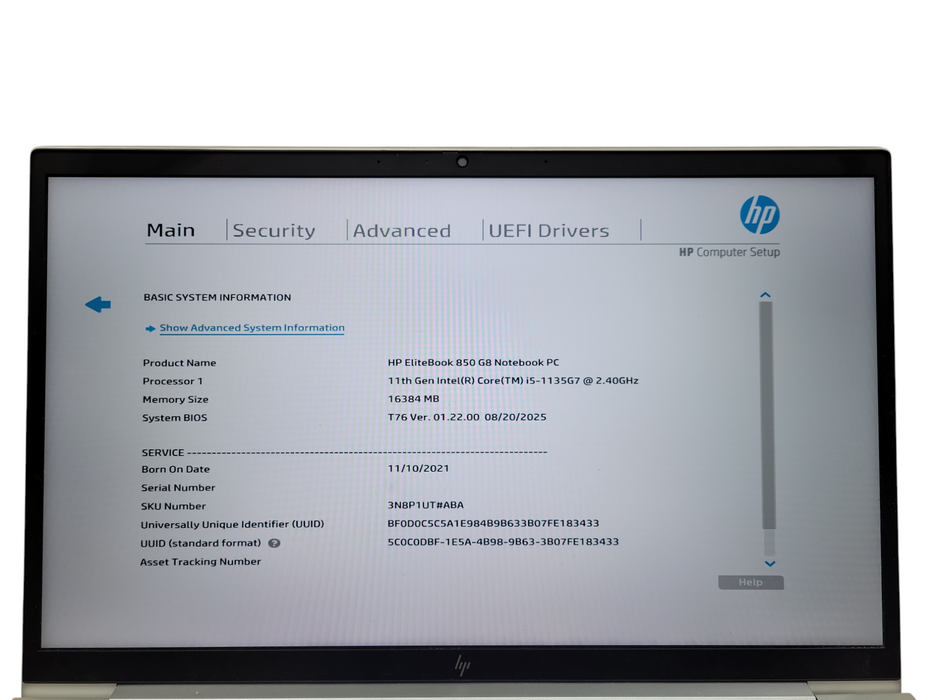 HP EliteBook 850 G8 Core i5-1135G7 16GB DDR4 250GB SSD ! Lap200