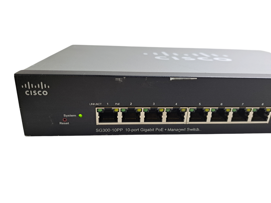 Cisco SG300-10PP-K9 V01 | 10-Port Gigabit PoE+ Managed Switch )