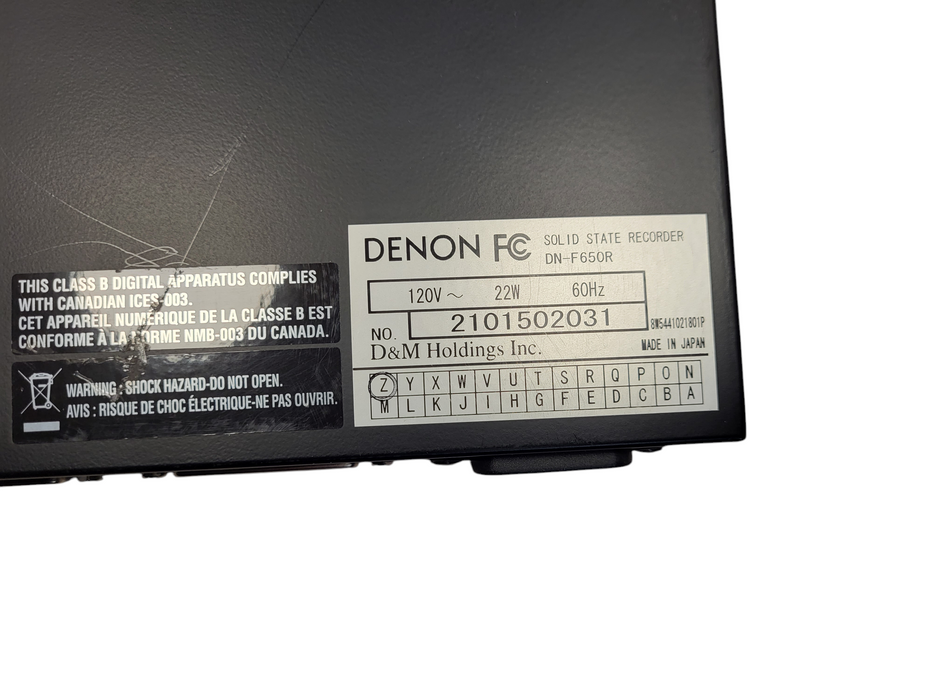 Denon DN-F650R Solid-State/USB Digital Audio Recorder $