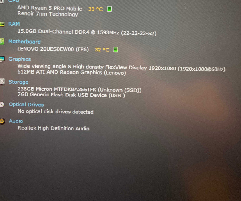 Lenovo ThinkPad T14 gen 1 AMD Ryzen 5 PRO 4650U@2.10GHz 16GB RAM 256GB SSD  Lap200