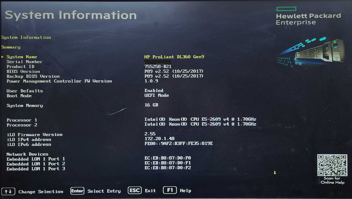 HP DL360 Gen9 1U 8x2.5", 2x Xeon E5-2609 v4 1.70GHz, 16GB DDR4, P440ar