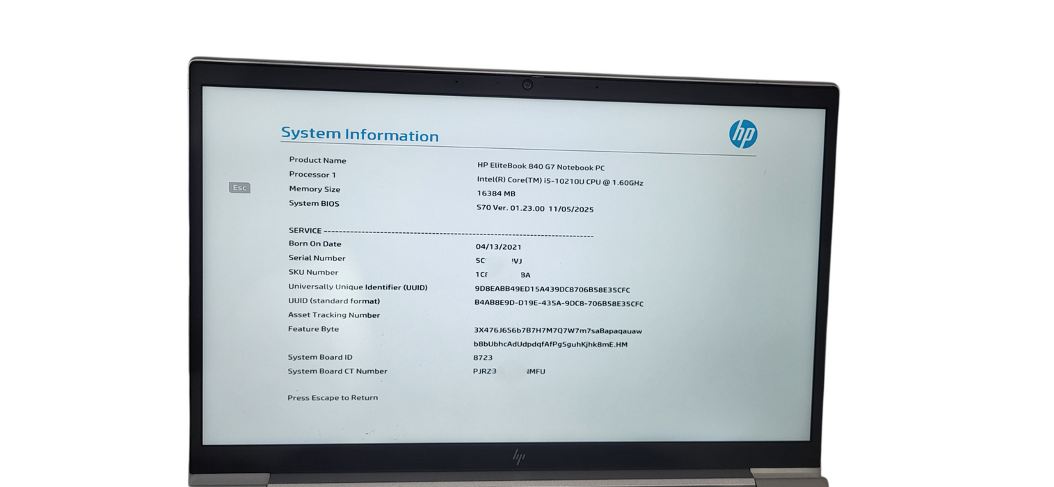 HP EliteBook 840 G7 i5-10210U CPU|16GB DDR4|256GB NVMe W/AC|READ  BudLap