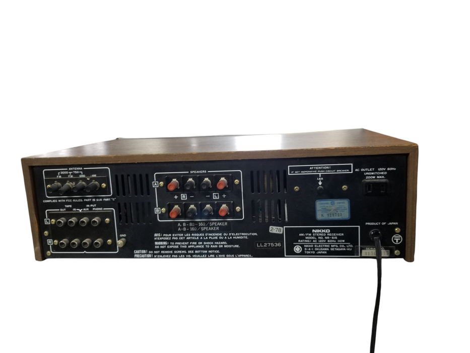Vintage Nikko NR-515 AM/FM Stereo Receiver - For Parts Only