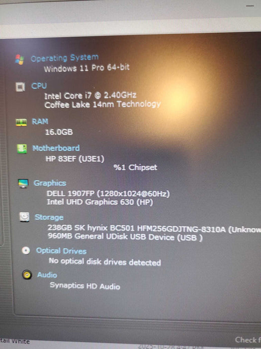 HP ProDesk 600 G4 Mini Desktop | i7-8500T 2.1GHz | 16GB | 256GB SSD