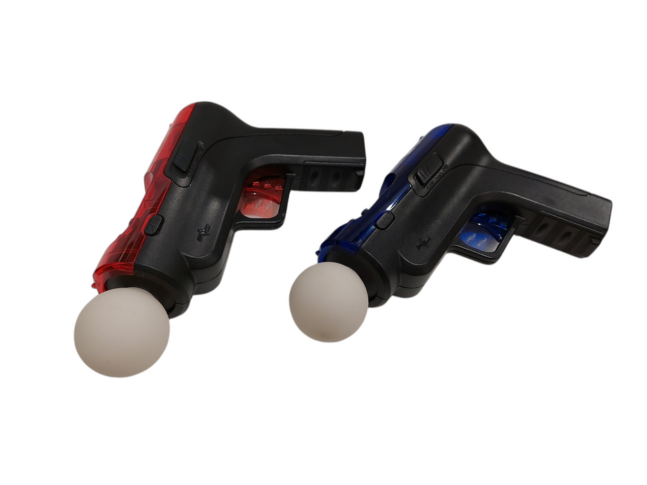 2-PS3 Motion Controllers cech-zcm1u with toy shooter controllers blue & red =