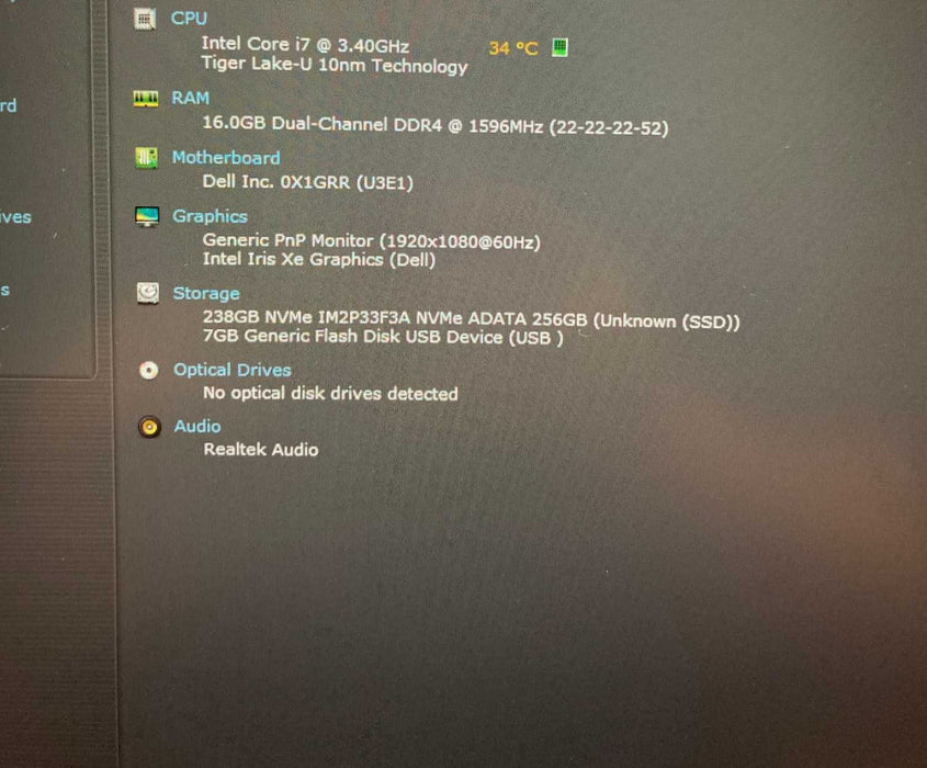 Dell Vostro 15 5510 Core i7-11390H@3.40GHz 16GB RAM 256GB SSD READ  Lap200