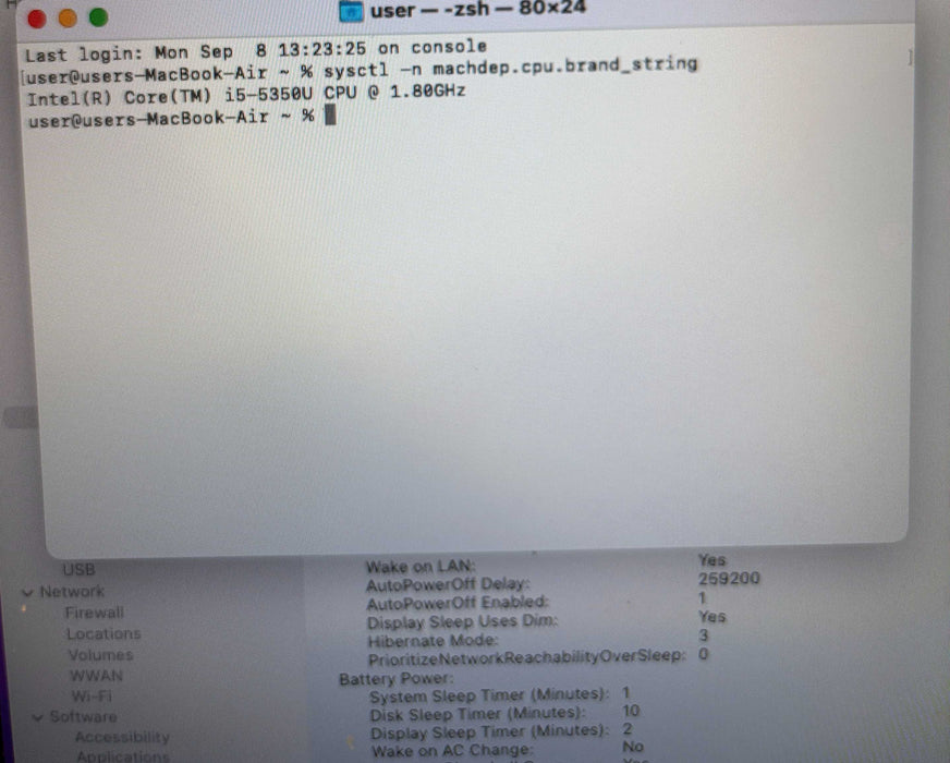 Apple MacBook Air 13" 2017 i5-5350U 8GB 256SSD Battery Service Recommended