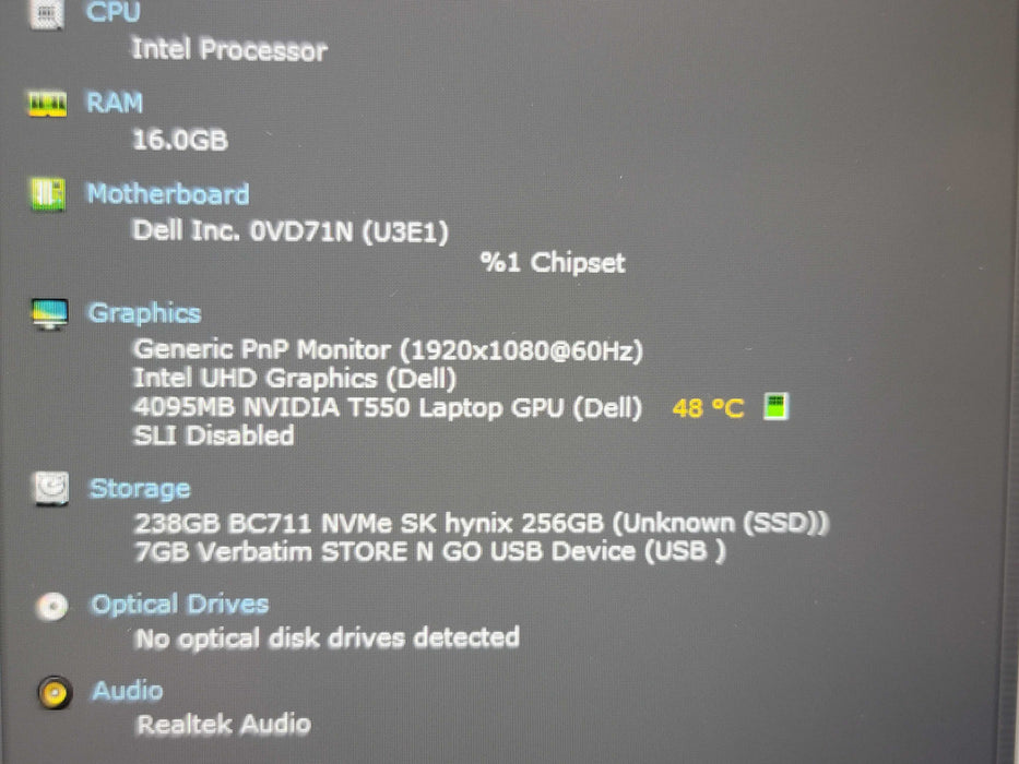 Dell Precision 3570 i7-1255U 16GB RAM NVIDIA T550 256GB NVME READ β Lap200