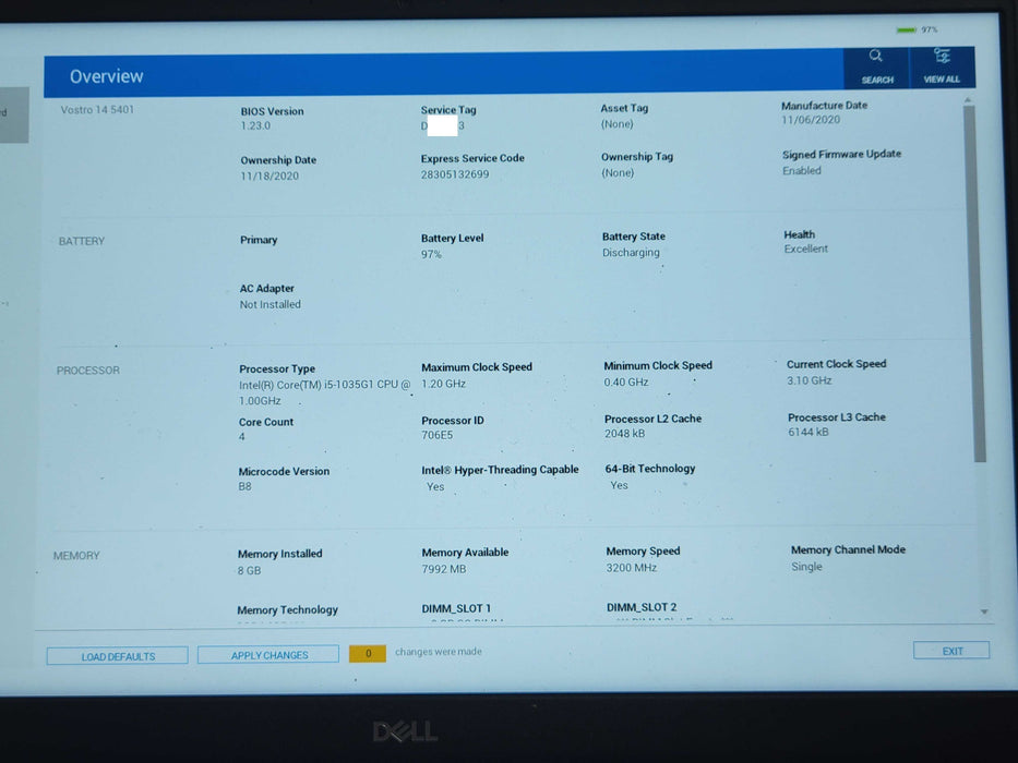 Dell Vostro 14 5401, Core i5-1035G1 1.2GHz, 8GB DDR4, 256GB NVMe _ Lap200