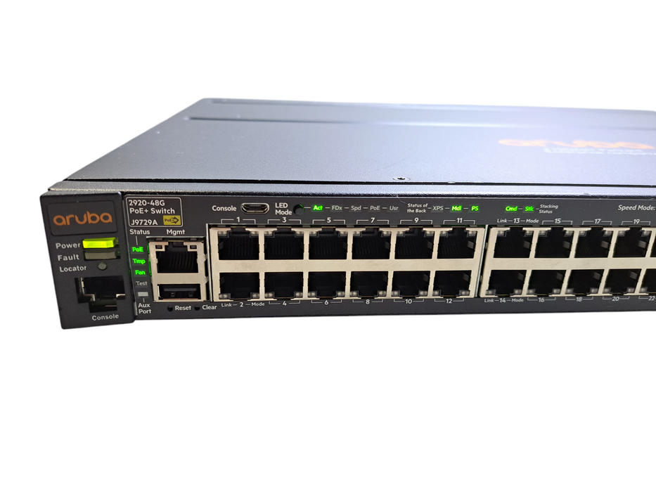 HP J9729A Aruba 2920-48G-POE+ Switch w/ J9733A Module & 1x PSU
