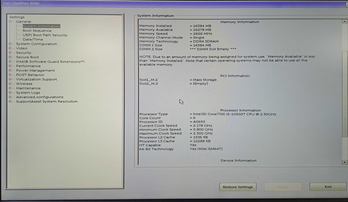 Dell OptiPlex 3080 Micro | Intel Core i5-10500T, 16GB DDR4, 256GB NVMe )