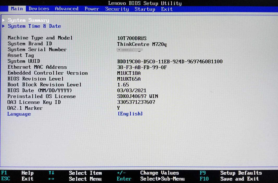 Lenovo ThinkCentre M720q Micro Core i5-9500T CPU 2.20GHz, 8GB RAM - No HDD Q